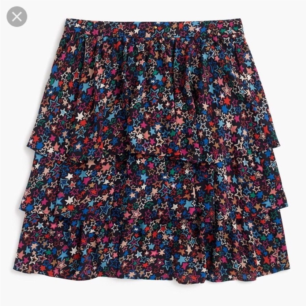 J. Crew tired skirt in kaleidoscope stars, Size 6